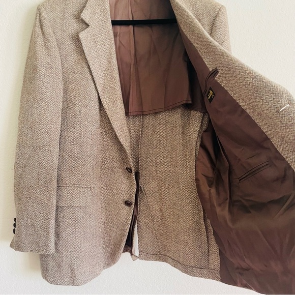 Stafford modern brown wool blazer jacket 46R double button business casual - Picture 14 of 14
